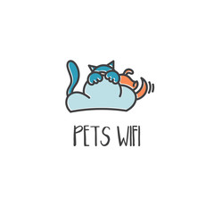Obraz premium Template icon of cat and dog.Vector illustration