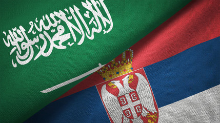 Serbia and Saudi Arabia two flags textile cloth fabric texture