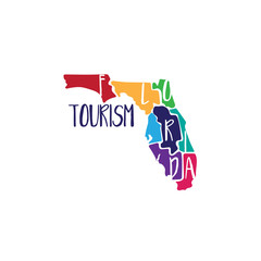 Template icon of art Florida map.Vector illustration