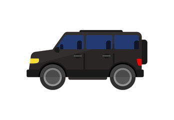 Black off-roader illustration. Auto, lifestyle, travel. Transport concept. Vector illustration can be used for topics like road, travelling, city