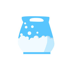 Blue bag with white bubbles illustration. Daily routine, domestic life, cleaning. Household concept. Vector illustration can be used for topics like domestic life, supermarket, cleaning