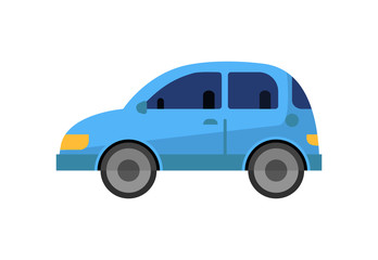 Blue car illustration. Auto, lifestyle, travel. Transport concept. Vector illustration can be used for topics like road, travelling, city