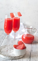 Glasses of Mimosa cocktail