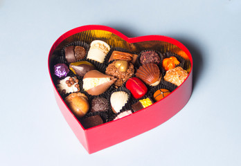 Valentine's day. Chocolates in the shape of a heart