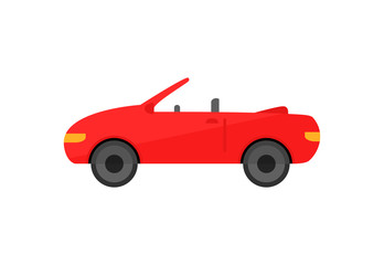Red cabriolet illustration. Auto, lifestyle, travel. Transport concept. Vector illustration can be used for topics like road, travelling, city