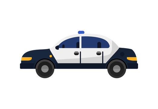 Police car illustration. Auto, service, emergency. Transport concept. Vector illustration can be used for topics like social, service, rescue force, police