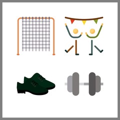 4 gym icon. Vector illustration gym set. dancing and sport shoes icons for gym works