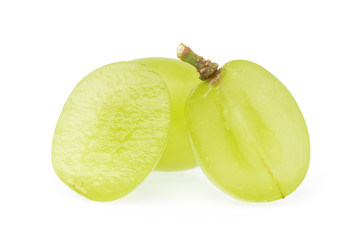 cut of green grape isolated on white background