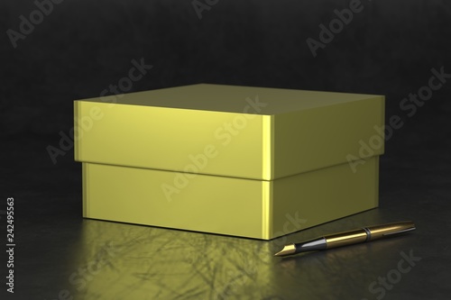 Download Golden Gift Box Packaging Mockup On Black Background Luxury Packaging Boxes For Premium Products Elegant Gold Box 3d Rendering Wall Mural Volmon