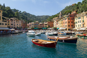 Fototapeta na wymiar Portofino Harbour from the Sea, Liguria, Italy