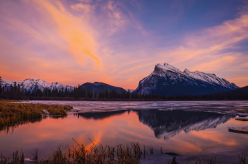 Rundle Reflection in Vermillion Lakes, Banff National Park, Alberta, Canada