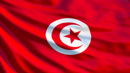 Tunisia flag. Waving flag of Tunisia 3d illustration