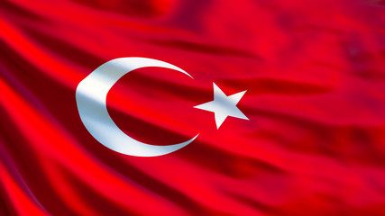 Turkey flag. Waving flag of Turkey 3d illustration
