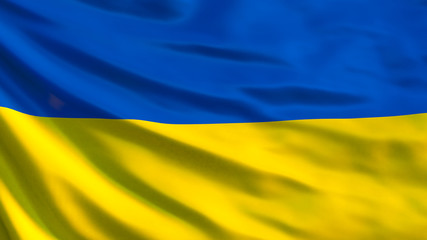 Ukraine flag. Waving flag of Ukraine 3d illustration
