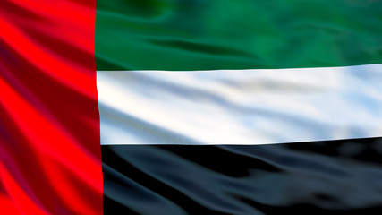 United Arab Emirates flag. Waving flag of  Emirates 3d illustration