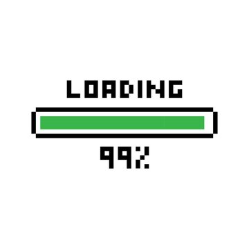 Pixel Loading 99 percent - isolated vector illustration