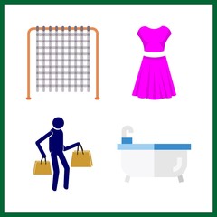 4 happy icon. Vector illustration happy set. jungle gym and dress icons for happy works