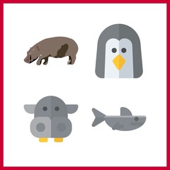 4 south icon. Vector illustration south set. hippo and penguin icons for south works
