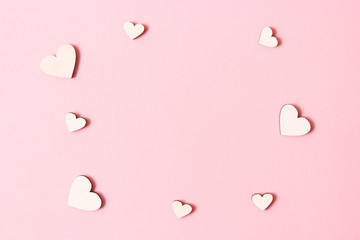 Valentine's day background in minimalism style. Hearts, background, place to insert text.