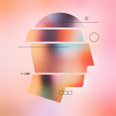 Abstract Human Head Infographic Illustration - obrazy, fototapety, plakaty