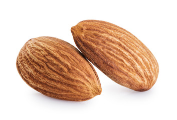 Almonds isolated on white background.