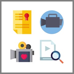 4 director icon. Vector illustration director set. video and title icons for director works