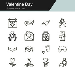 Valentine Day icons. Modern line design. For presentation, graphic design, mobile application, web design, infographics, UI. Editable Stroke.
