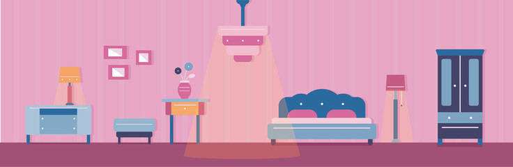 Illustration of bedroom and its furniture