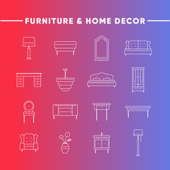  icons set of furniture and home decor