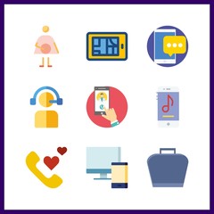 9 telephone icon. Vector illustration telephone set. smartphone and device icons for telephone works