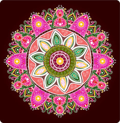 Ornamental round lace pattern.Delicate circle.