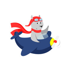 Cute bear in red scarf piloting plane. Cartoon character, aircraft, trip. Animal concept. Can be used for topics like travel, vacation, activity