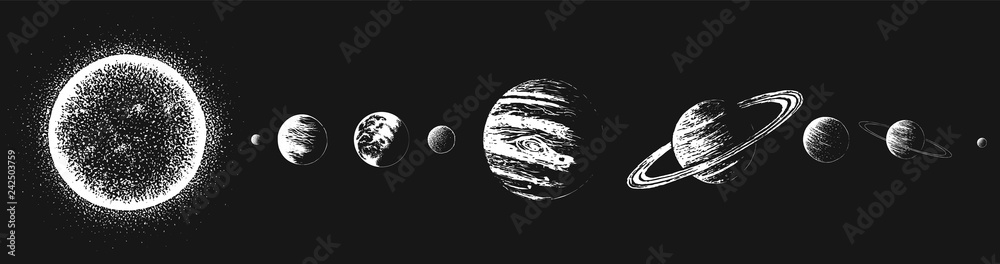 Wall mural sun and all planets