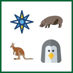 4 south icon. Vector illustration south set. penguin and kangaroo icons for south works