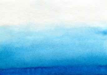 Hand painted blue watercolor background. Watercolor wash. 