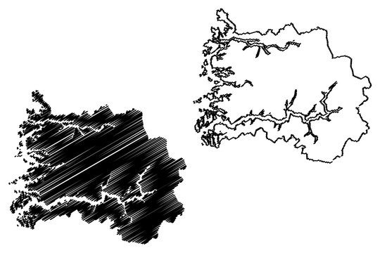 Sogn og Fjordane (Administrative divisions of Norway, Kingdom of Norway) map vector illustration, scribble sketch Sogn og Fjordane fylke map