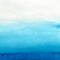 Hand painted blue watercolor background. Watercolor wash. 