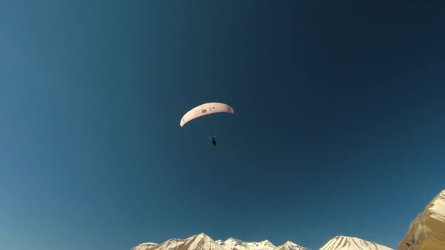 Paragliding - Caucasus Mountains, Friendship Monument, Caucasia, Gudauri, Georgia, Europe / Asia.