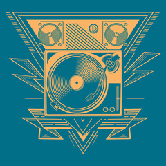 Electronic music trendy turntable emblem