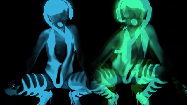 glow uv neon sexy disco female cyber doll robot