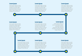 vector of 9 steps linear infographic templated