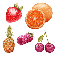 set of fresh fruits