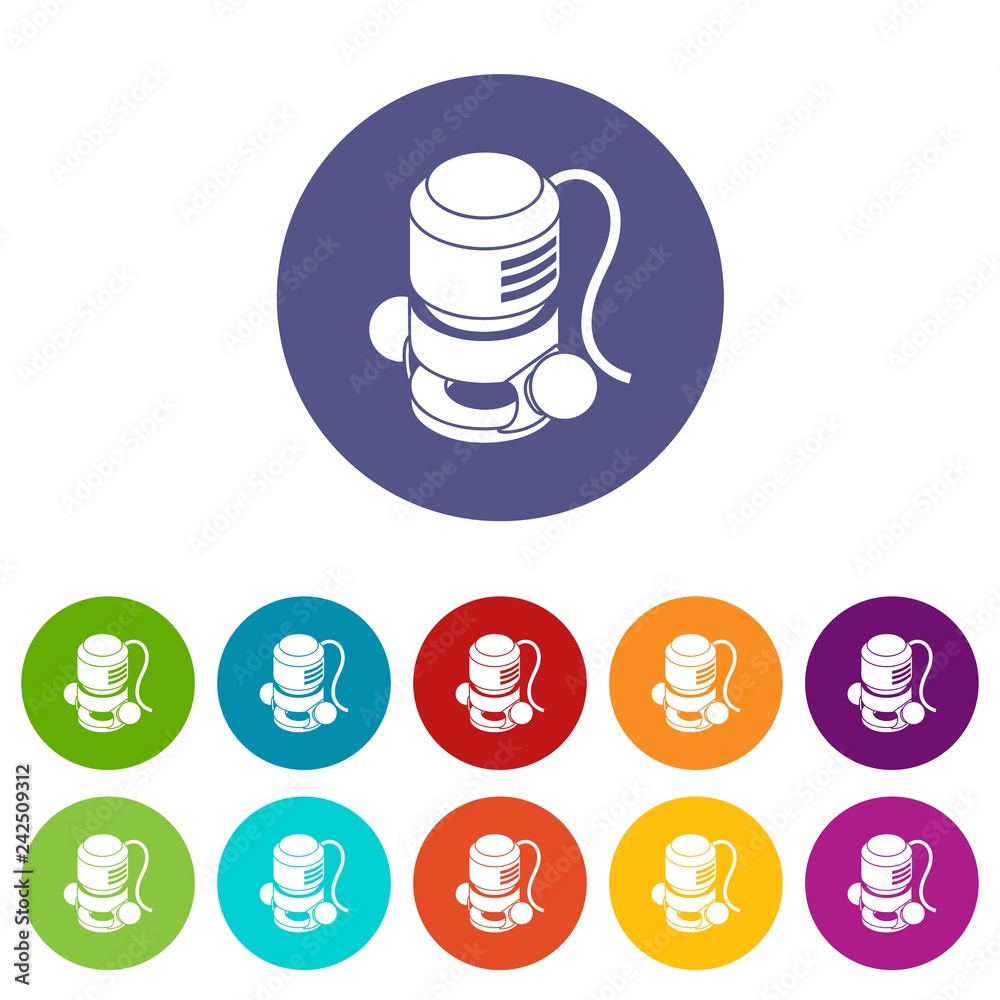Poster circular power tool icons color set vector for any web design on white background