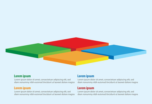 four options square 3d infographic
