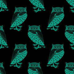 Owl illustration in tribal style. Ethnic patterned illustration.