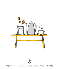 카페 포스터 / 손으로 그린 커피 그림