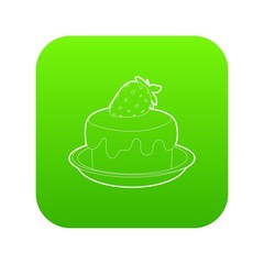 Cake icon green vector isolated on white background