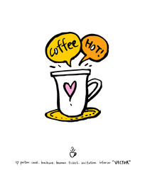 카페 포스터 / 손으로 그린 커피 그림