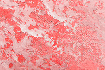 Trend photography on the theme of the new color of the year 2019 - Living Coral. texture of oil paint background.