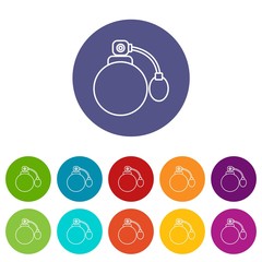 Retro perfume bottle icons color set vector for any web design on white background